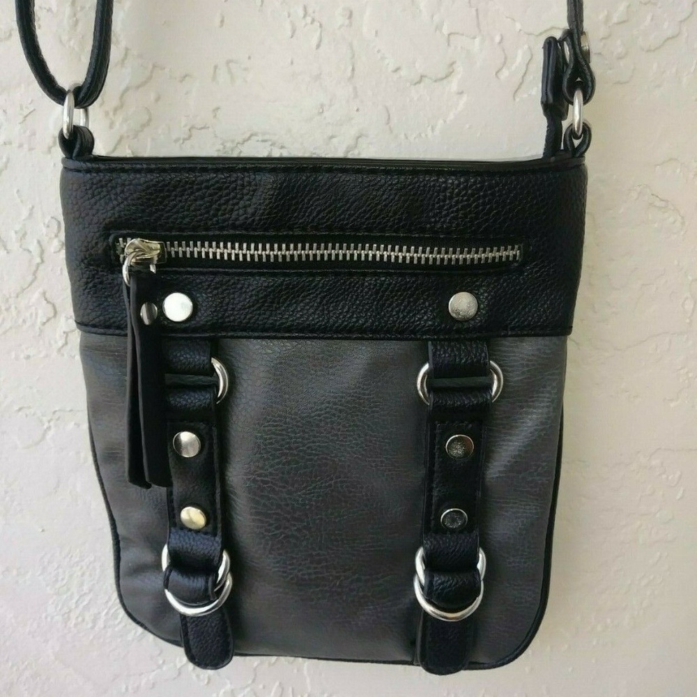 Small Black & Gray Crossbody Shoulder Bag Purse